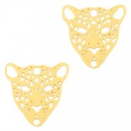 Metalen Bohemian tussenstuk Leopard 15mm Goud